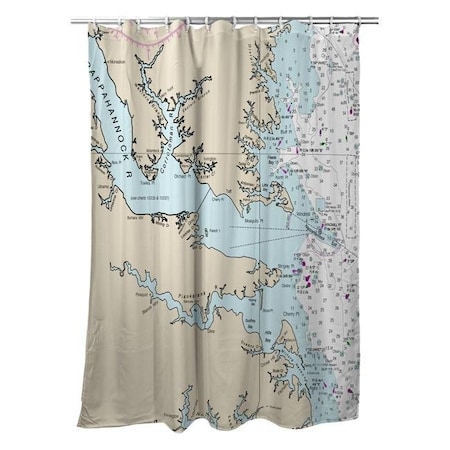 Betsy Drake Betsy Drake SH12280HF 70 x 72 in. Chesapeake Bay; VA Nautical Map Shower Curtain SH12280HF